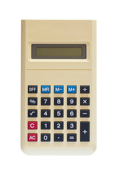 Old home calculator isolated on white backghround