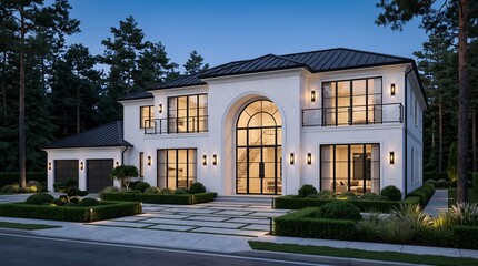 Fototapeta premium Luxury home estate mansion real estate property architecture design exterior residence landscaping elegant house