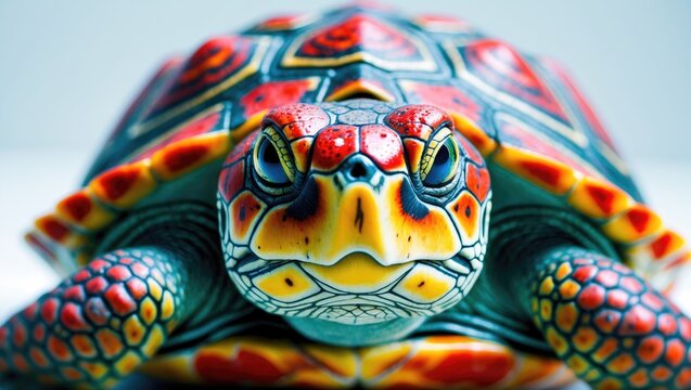 An isolated pond slider muzzle displayed on a white background.