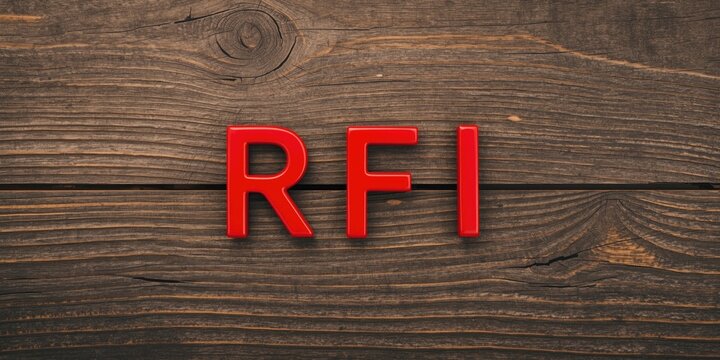 Red RFI Letters on Wooden Background