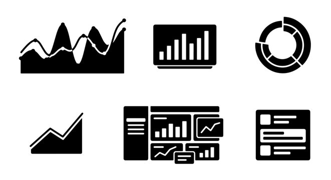 70 Business Data Analytics Icons, Financial Growth Charts, Performance Metrics Vector Set, Digital Report Visuals 100
