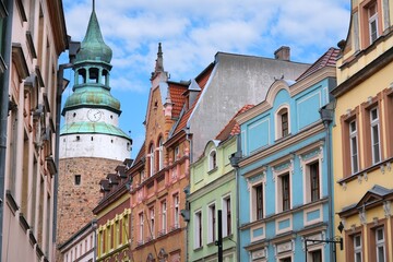 Obraz premium Jelenia Gora city in the Lower Silesian Voivodeship in Poland. Old town Konopnickiej street.