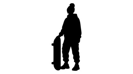 Model holding skateboard silhouette © BlackStarCreations