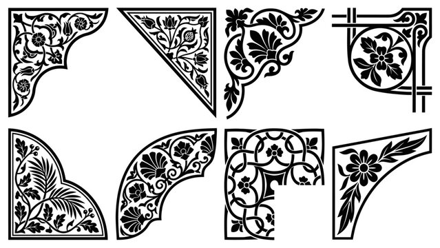 Ornate floral corner frame vector collection for decorative projects