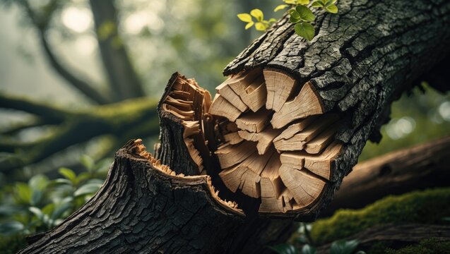 The strength of nature demonstrated through the outcomes of a microburst or tornado in a forest in Ontario