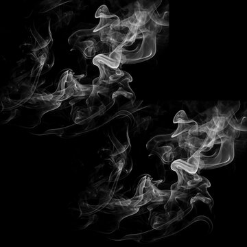 White Smoke Brushes on Black Background &ndash; Abstract Fog & Mist Overlays