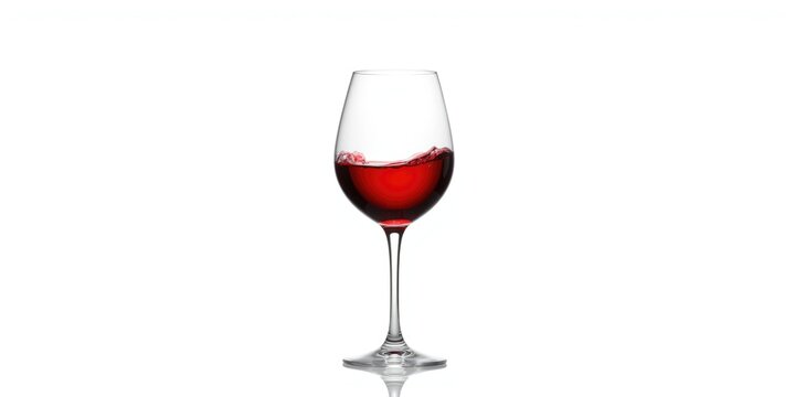 Red Wine Glass with Splash - Isolated on White, Elegant Presentation