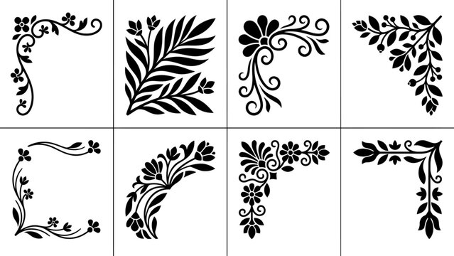Elegant floral corner frames with diverse designs and natural elements