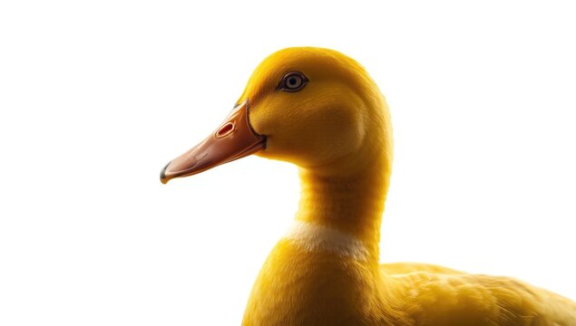 Yellow Duck Profile Isolated on White with Soft Lighting
