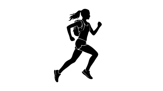 Model running with backpack silhouette