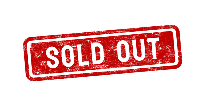 Sold out red rubber stamp with grunge texture