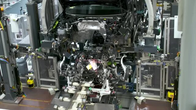 Car Assembly Line in Modern Automotive Factory