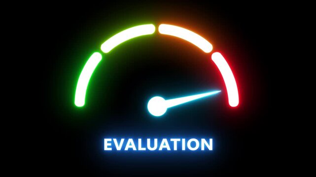 Neon evaluation gauge meter animation: performance and feedback concept