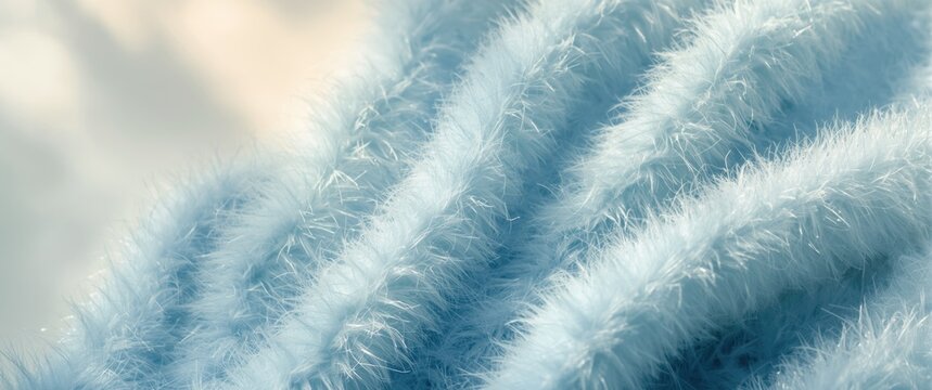 Soft Blue Fluffy Fabric with Light Texture Under Natural Light