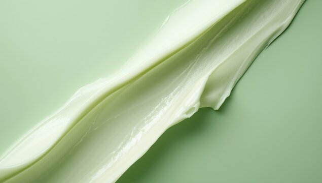Creamy Texture Swirl on Soft Green Background with Glossy Finish
