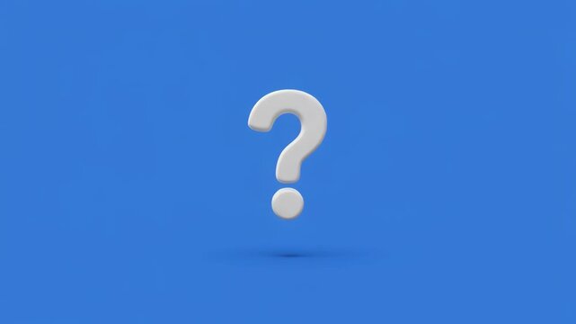 Question marks floating on blue background with cinematic motion for concept of uncertainty