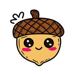 Sweet Acorn Sticker Gentle Smile Clipart Design © KaitoStudio