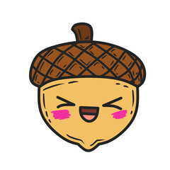 Laughing Acorn Sticker Cheerful Nut Face Clipart © KaitoStudio