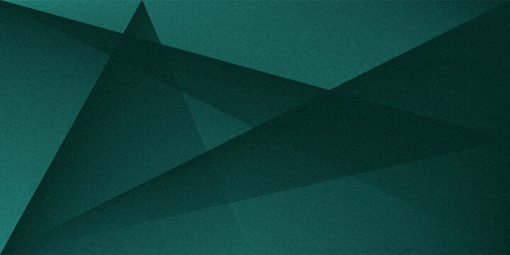 Black dark bottle green teal jade abstract background. Geometric shape. 3d effect. Triangle polygon line angle. Color gradient. Folded origami mosaic. Rough grain grungy. Brushed matte shimmer. Design