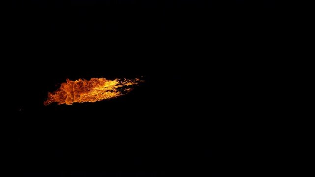 Super Slow Motion of Fire Blast Isolated on Black Background at 1000fps.