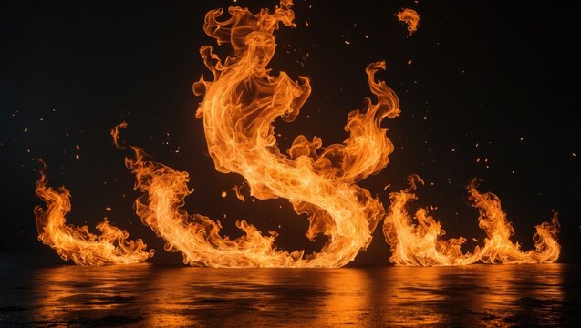 Yellow Fire flame isolated on background with no other elements present.