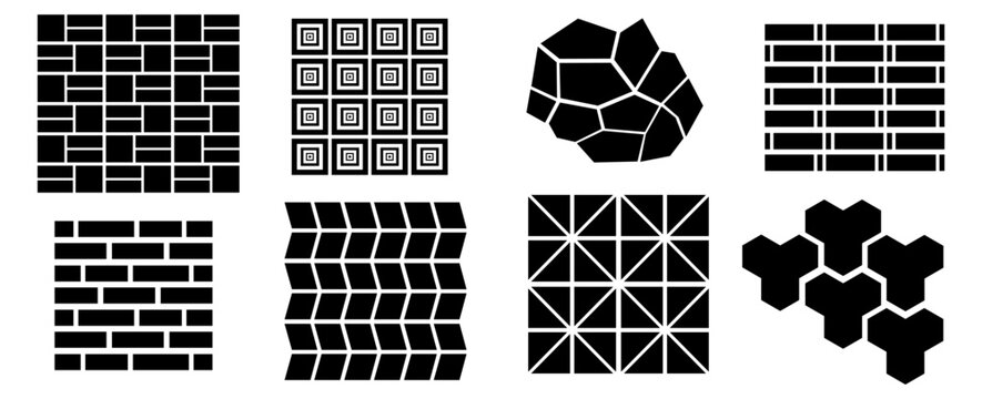 Geometric Tile Pattern Collection Set, Seamless Brick, Hexagon, Polygon and Abstract Mosaic Texture Vector Pack