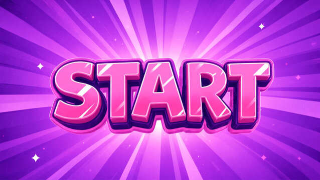 Start Button Game Text Effect Purple Vector