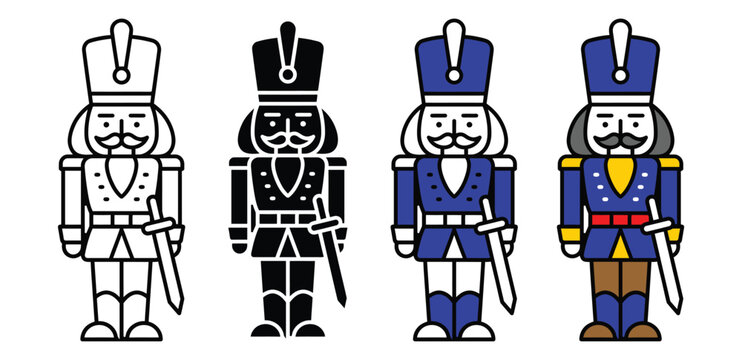 Four colorful nutcracker soldiers