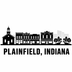 Obraz premium Plainfield Indiana Skyline Silhouette — A Historic Hendricks County Community Vector Illustration