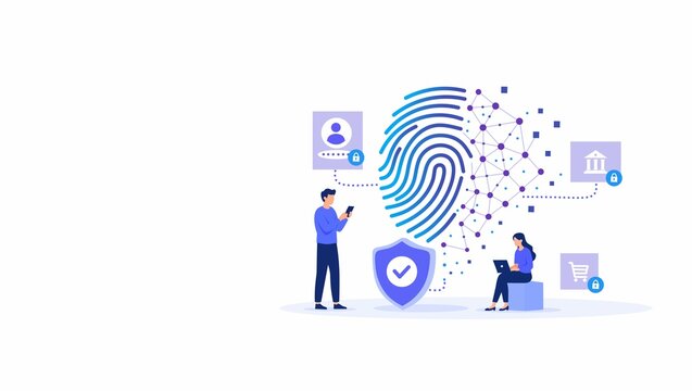 Biometric Fingerprint Authentication Website Banner for Digital Identity and Cybersecurity