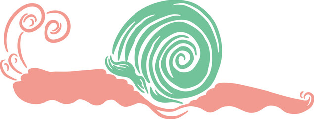 Cute cartoon snail shell with beautiful pastel pink and green spiral © Anada77