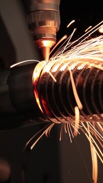 CNC Laser and gas cutting of metal, modern industrial technology.