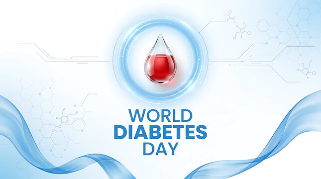 World diabetes day sign with red blood drop icon