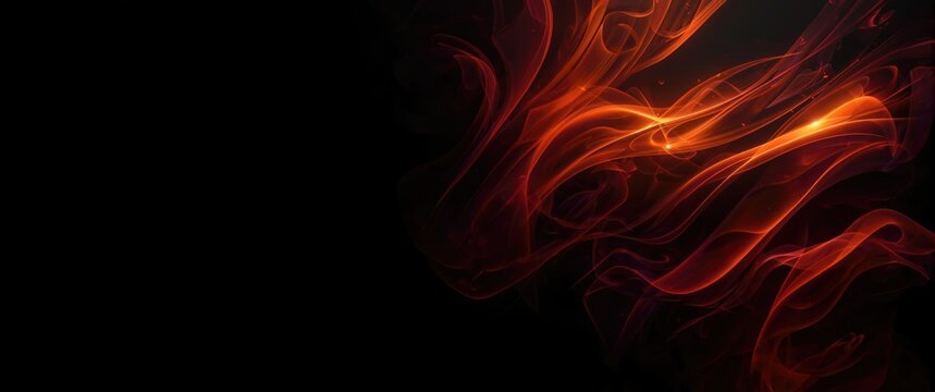 Abstract Flames in Warm Red and Orange Hues on Black Background