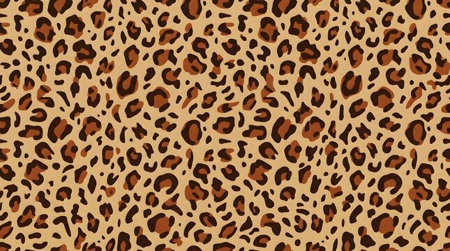 Close-up of a detailed animal print pattern with brown and black spots on a beige background for fashion and design projects