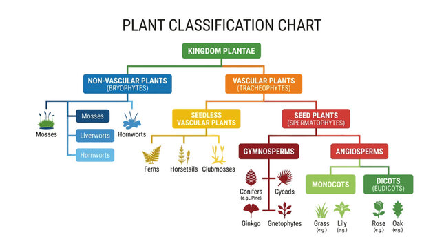 Plant Classification Chart: Kingdom Plantae, Vascular & Non-Vascular Plants, Seed Plants