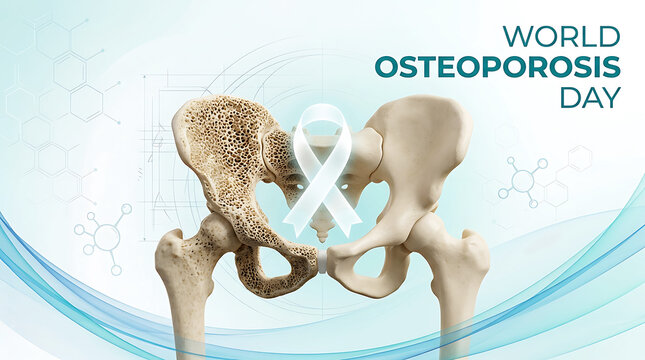 Human pelvic bone illustration for world osteoporosis day