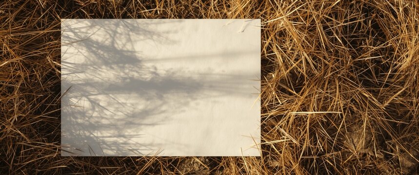 Blank Canvas on Dry Grass with Natural Shadows