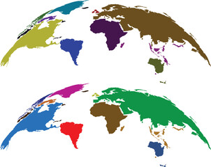 World Map Continents Vector Set Colorful Globe Silhouette Illustration Design © Sbibi