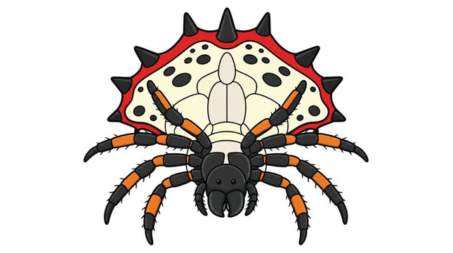 Detailed close-up of the underside of a spiny-backed insect, showcasing intricate textures and a sleek, dark silhouette against a white background.