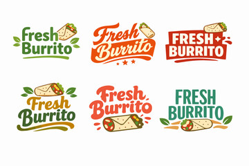 Naklejka premium Burrito food logo set featuring various designs for mexican restaurants, snack bars, or catering services