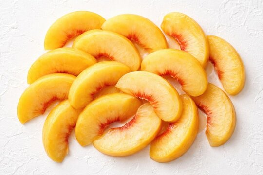 Fresh Peach Slices Arranged on a Light Textured Background