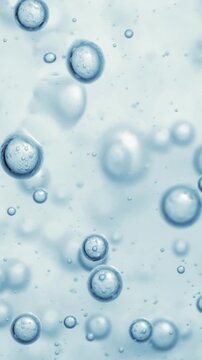 Abstract blue water bubbles background with floating air spheres.