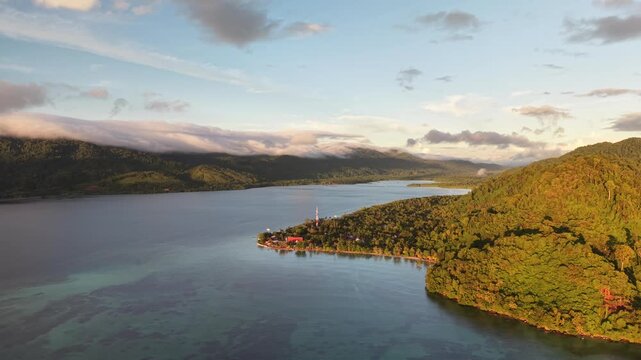 landscape, view, cloud, panorama, travel, summer, nature, sky, sea, raja ampat, papua, forest, green, bandaneira, mountain, grass, clouds, mountains, rural, tree, countryside, autumn, horizon, sun, su