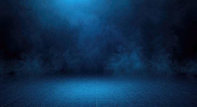 Mysterious Dark Blue Background with Fog and Subtle Light Effects