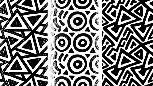 Geometric pattern with triangles and circles a black and white vector illustration abstract arrangement art