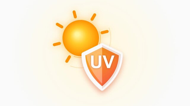 Sun UV Protection Concept. Animated icon showing a shield protecting against ultraviolet rays. Ideal for skincare, sunscreen, or health-related products and medical content.
