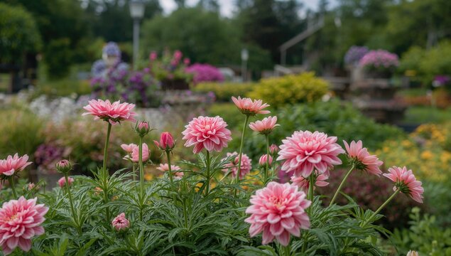 Blossoming Pink Flowers in a Vibrant Garden During Daylight