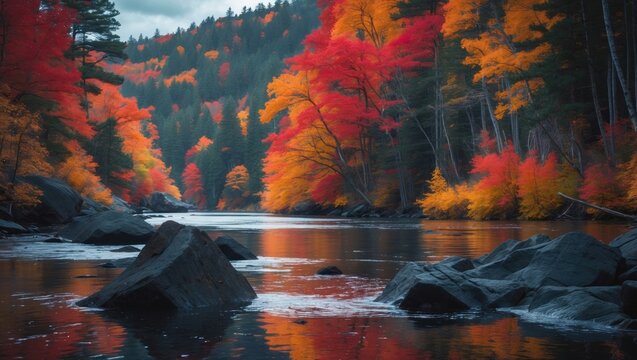 Up North in the fall features vibrant foliage, crisp air, and peaceful lakes. Nature blossoms with colorful landscapes, ideal for hiking, fishing, and relaxing retreats.