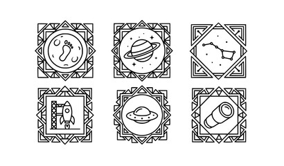 Space and Astronomy Decorative Line Art Frame Collection © SABBIRAHMAD